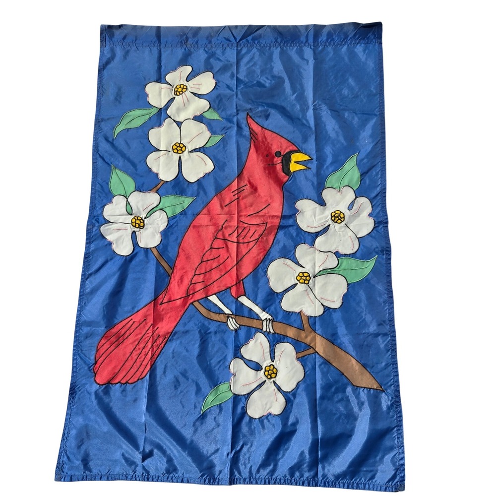 Festival Flags Cardinal Garden Flag 52x35 Blue Dogwood Flowers Applique USA